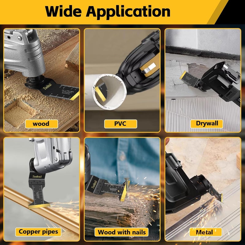Tooltrail 30 PCS Titanium Oscillating Tool Blades Metal Cutting,Universal Multi Tool Blades Kits for Metal Nails Wood and Plastic,Oscillating Saw Blades Fit Dewalt Ryobi Milwaukee Rockwell Fein - Image 4